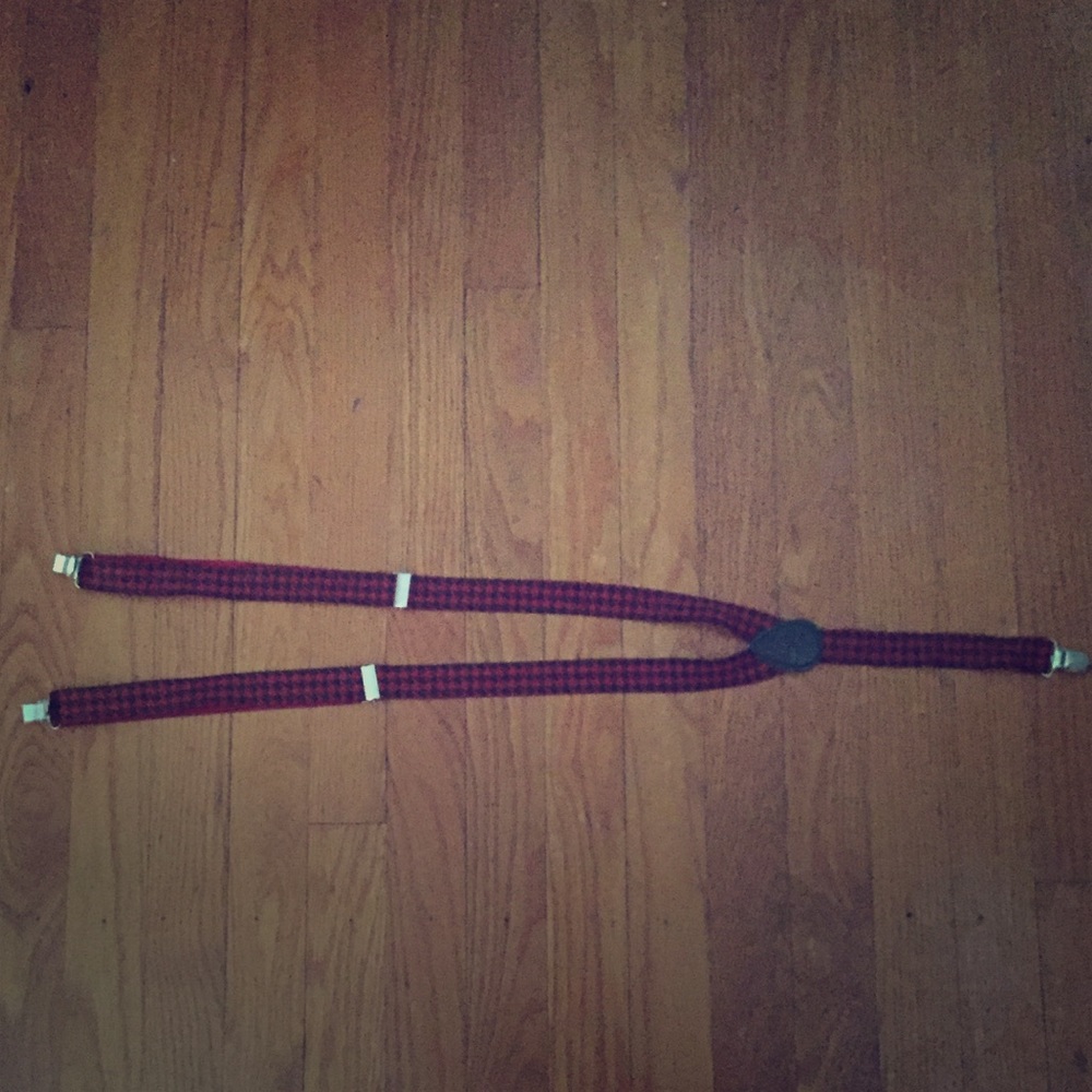 Red Gingham Print Suspenders